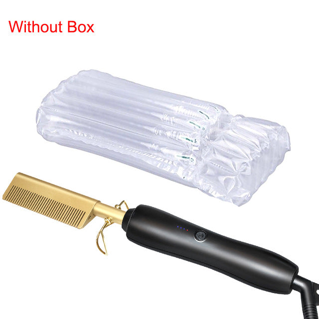 Multifunction Beard Straightening Hot Comb Electric Straight Hair Brush Styling Gold Irons Hair Straightener Quick Heating 450F